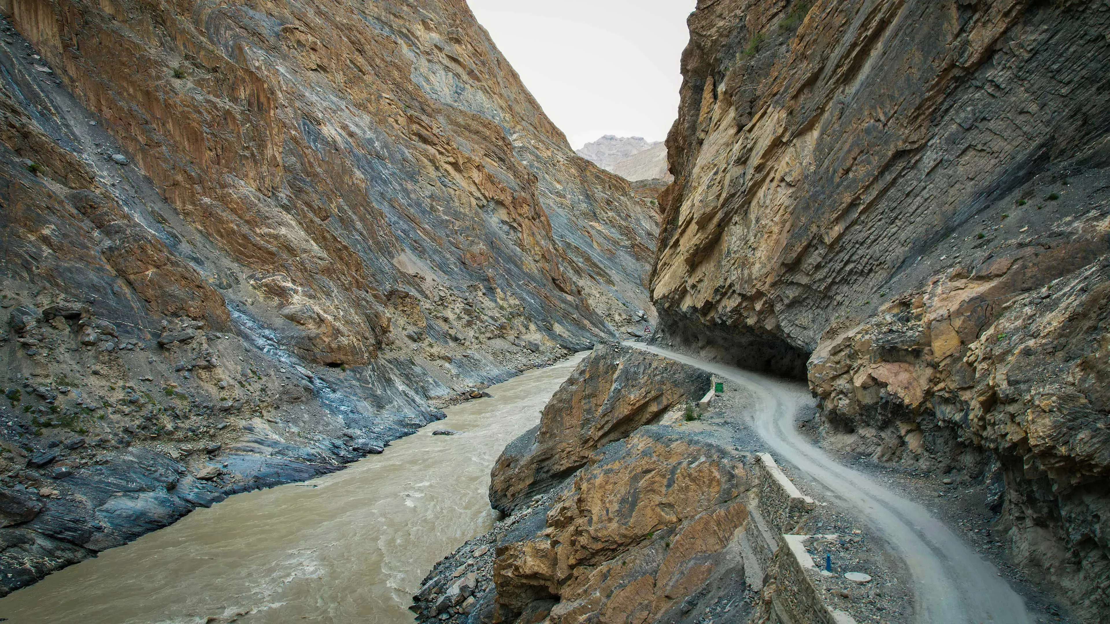 riding beside Shyok River