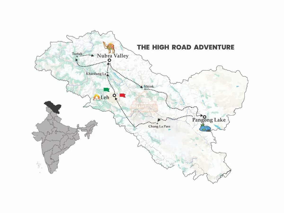 Ladakh, Leh to leh 7 days Road map